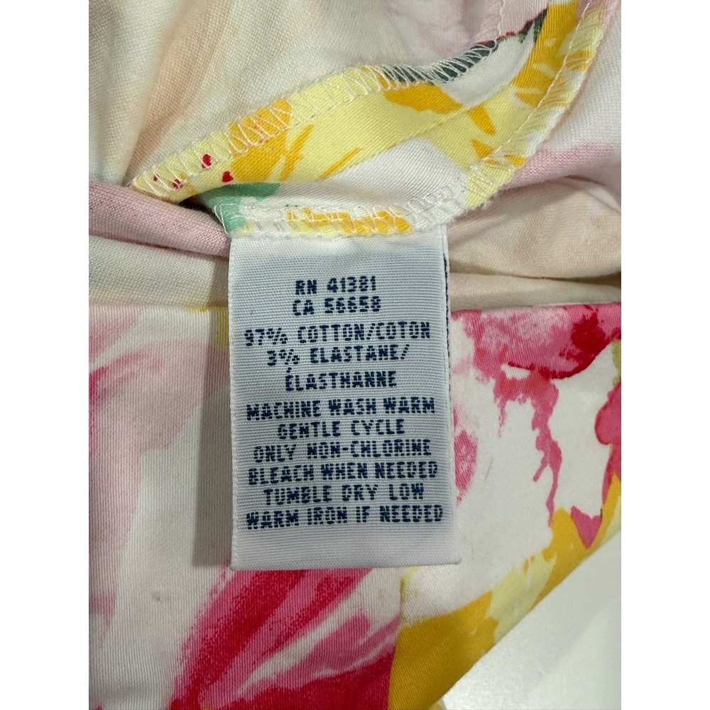 Polo Ralph Lauren Floral Ankle Pants Womens 10 Pink Yellow Slim Stretch Cotton - Picture 5 of 8
